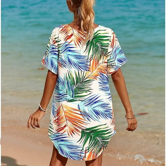 SimpleFun "Swimsuit Coverup" Lace Crochet- V Neck- Dress Beach Cover Up - Picture 8 of 15